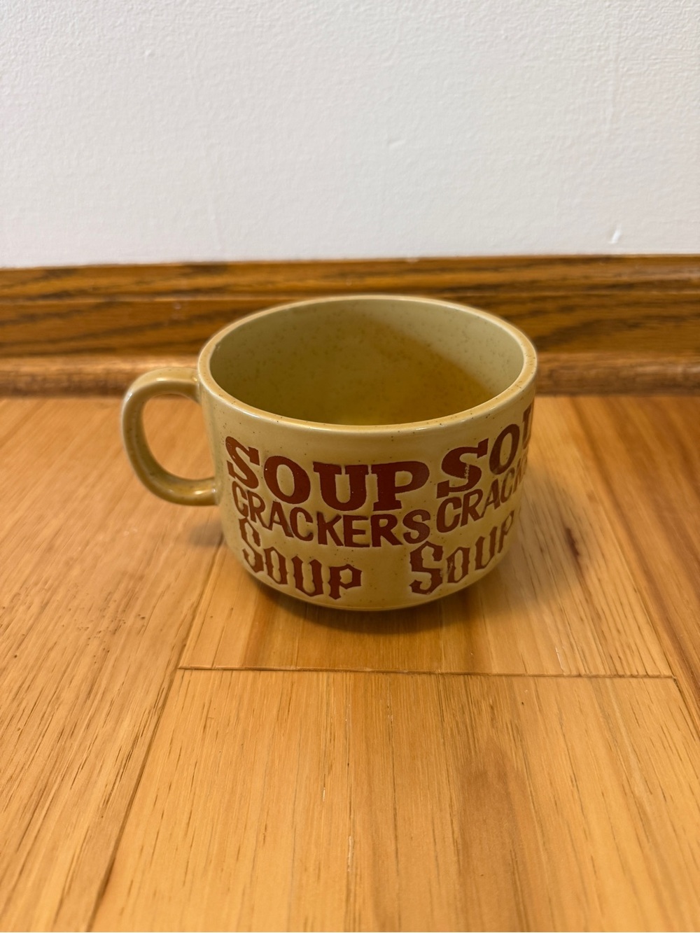 Yellow Soup Mug with Red Text - Ceramic Soup Bowl Mug, Made in JAPAN